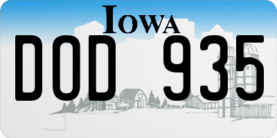 IA license plate DOD935