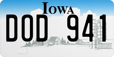 IA license plate DOD941