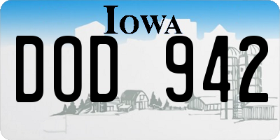 IA license plate DOD942
