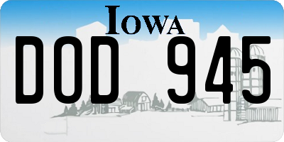 IA license plate DOD945
