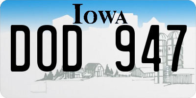 IA license plate DOD947