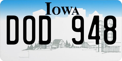 IA license plate DOD948