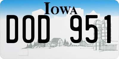 IA license plate DOD951