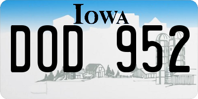 IA license plate DOD952
