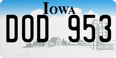 IA license plate DOD953