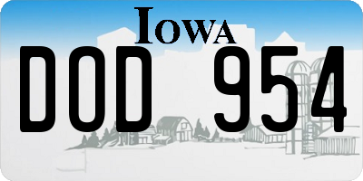 IA license plate DOD954