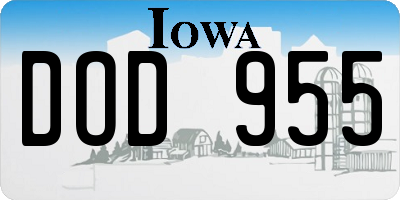 IA license plate DOD955