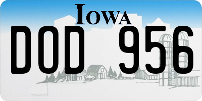 IA license plate DOD956