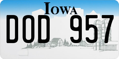 IA license plate DOD957