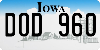 IA license plate DOD960