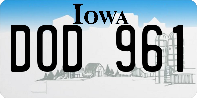 IA license plate DOD961