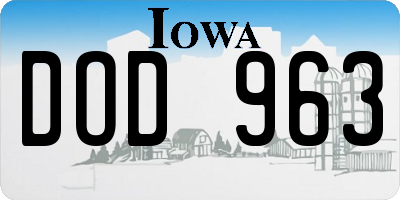 IA license plate DOD963