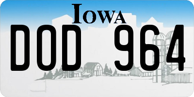 IA license plate DOD964