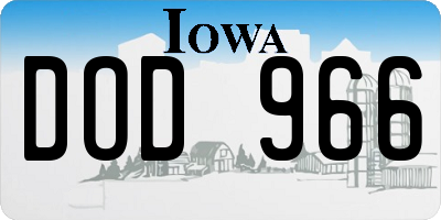 IA license plate DOD966