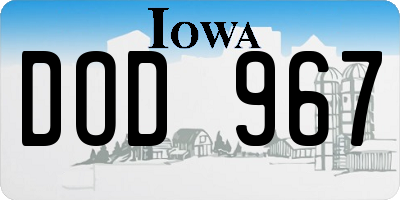 IA license plate DOD967