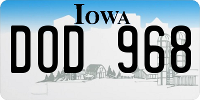 IA license plate DOD968