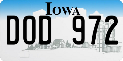 IA license plate DOD972