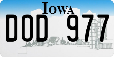IA license plate DOD977