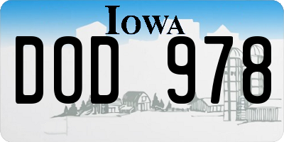 IA license plate DOD978