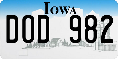 IA license plate DOD982