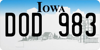 IA license plate DOD983