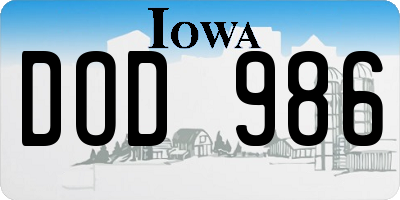 IA license plate DOD986