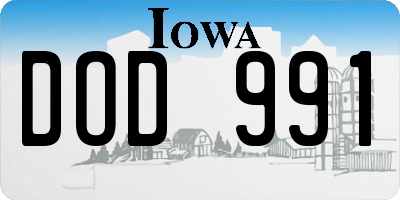 IA license plate DOD991