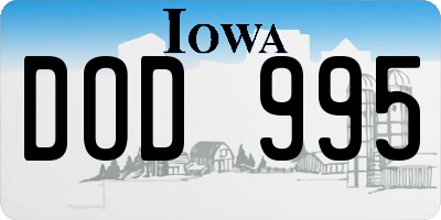 IA license plate DOD995