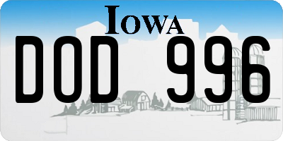 IA license plate DOD996
