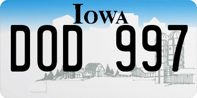 IA license plate DOD997
