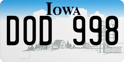 IA license plate DOD998
