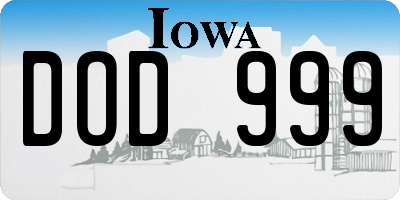 IA license plate DOD999