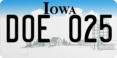IA license plate DOE025