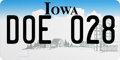 IA license plate DOE028