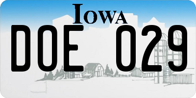 IA license plate DOE029