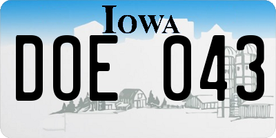 IA license plate DOE043