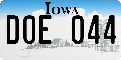 IA license plate DOE044