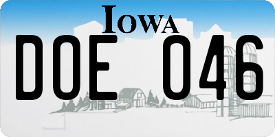 IA license plate DOE046