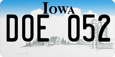 IA license plate DOE052