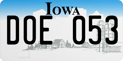 IA license plate DOE053