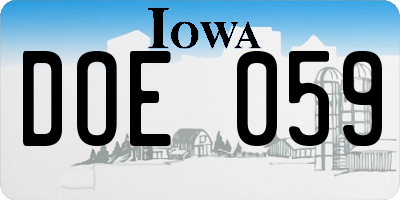 IA license plate DOE059