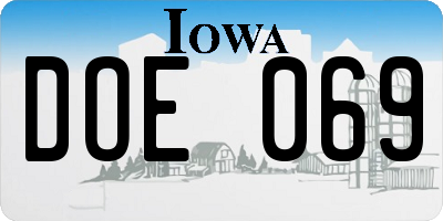 IA license plate DOE069