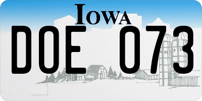 IA license plate DOE073