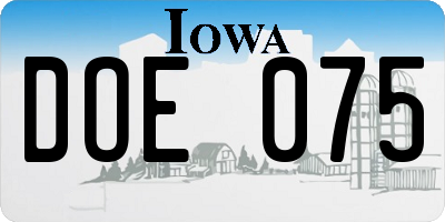 IA license plate DOE075