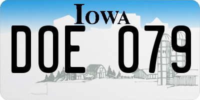 IA license plate DOE079
