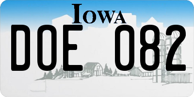 IA license plate DOE082