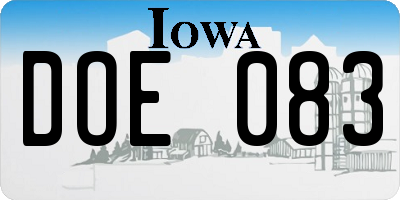 IA license plate DOE083