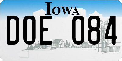 IA license plate DOE084