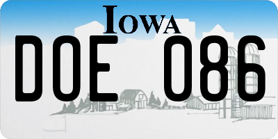 IA license plate DOE086