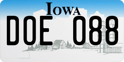 IA license plate DOE088